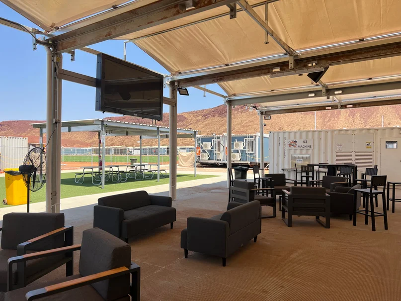 Outdoor recreation and lounge area beside the village oval